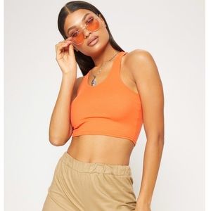 orange rib racer back crop